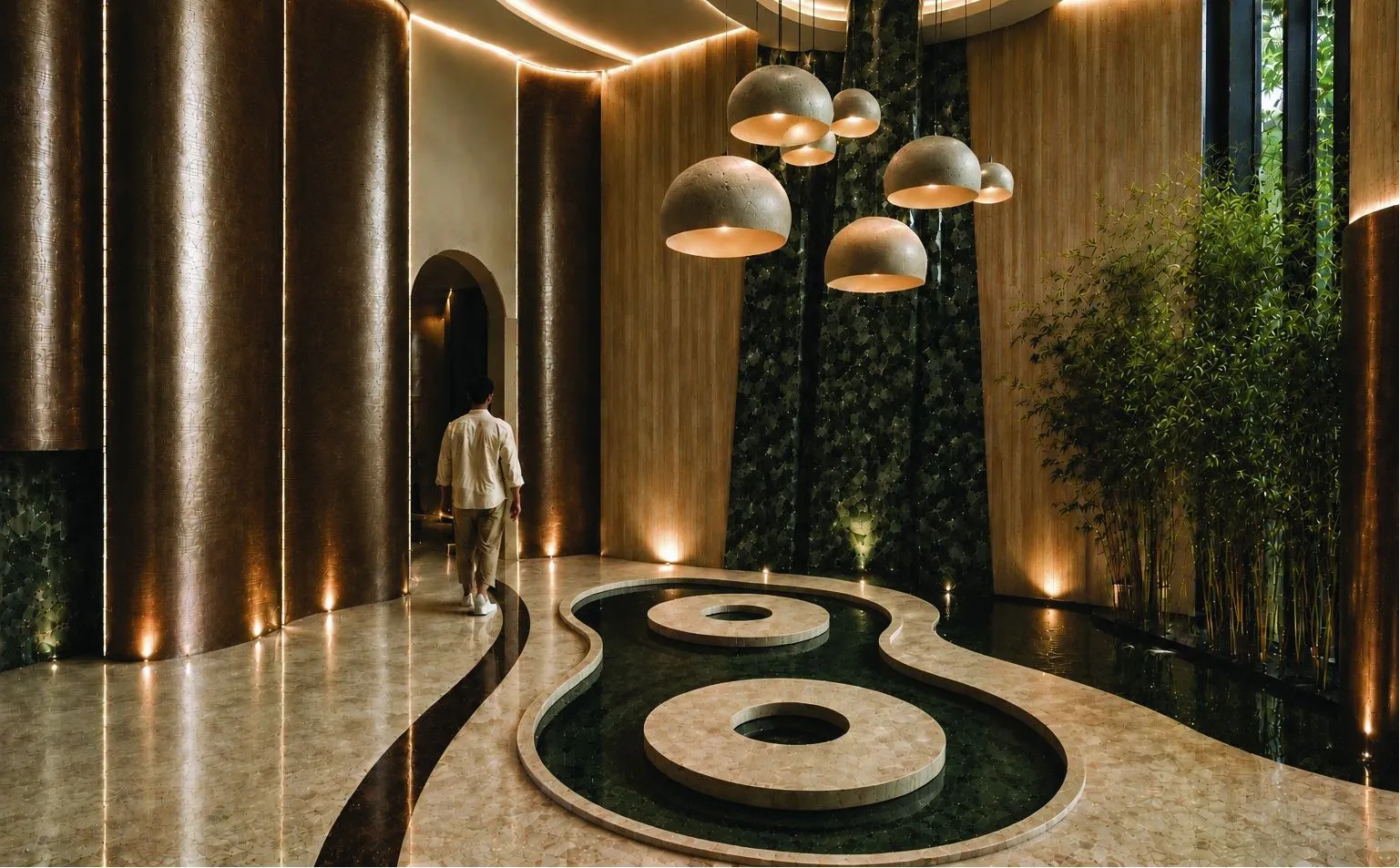 Lobby con espejo de agua